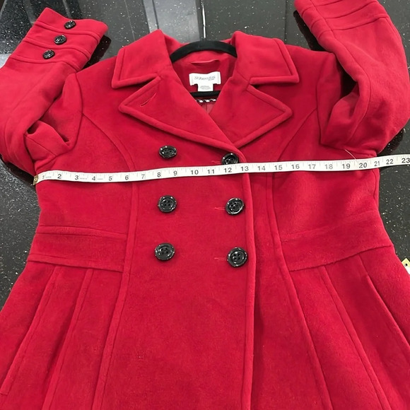 St. John’s Bay Cashmere And Wool Blend Pea Coat Deep Red Size Medium NWOT - Picture 8 of 10